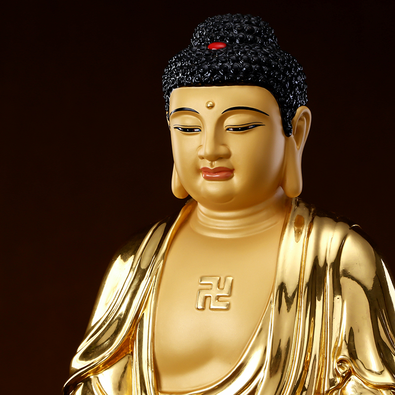 佛像阿弥陀供奉家用台湾贴金释迦牟尼如来如来佛佛祖摆件