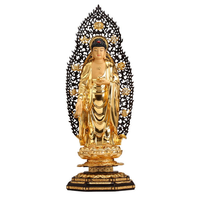 手工贴金西方三圣神像阿弥陀佛观音佛像家用供奉摆件