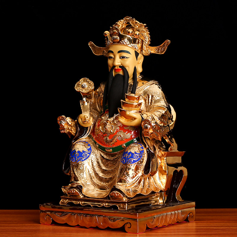 台湾财神开业摆件风水客厅铜像盛凡文财神供奉摆件