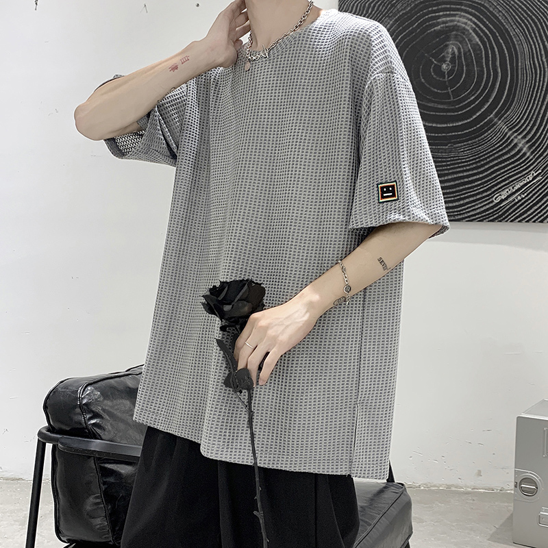 冰丝短袖男夏季薄款潮牌t恤ins港风美式高街欧美半袖潮流宽松衣服