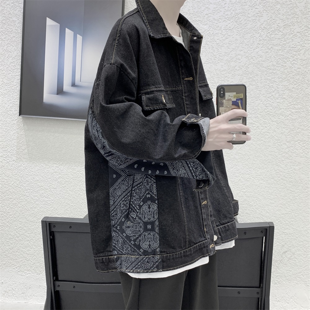 腰果花牛仔外套男春季韩版潮流夹克春秋ins高街oversize秋冬衣服