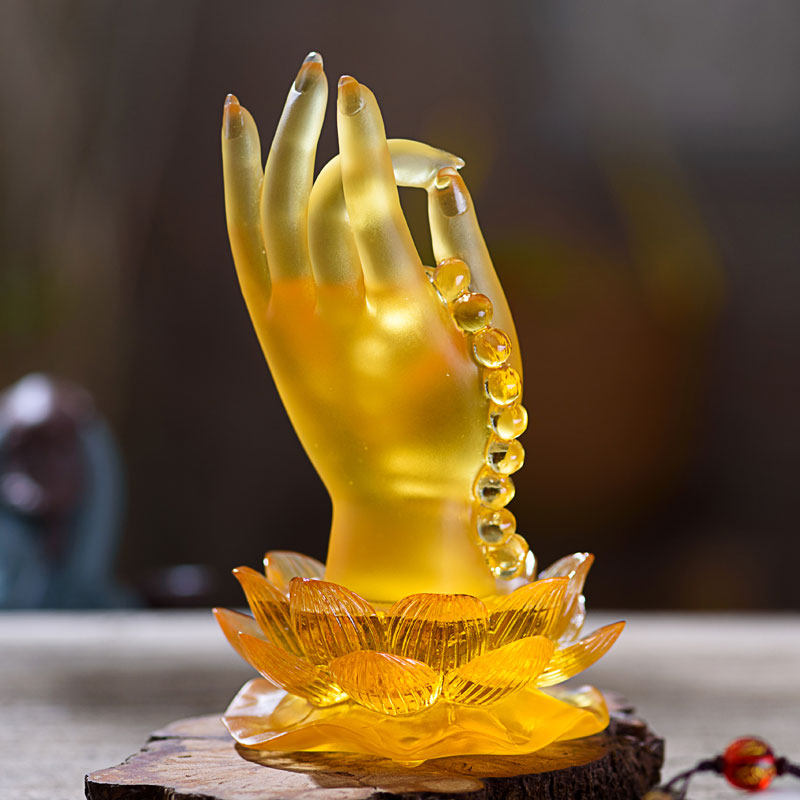 琉璃摆件家用佛手如意莲花数珠佛具手印吉祥摆件