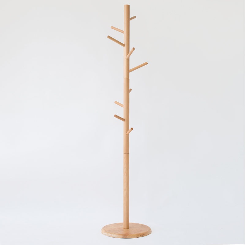 简世北欧实木衣帽架落地卧室挂衣架简约现代落地式家用单杆式立式