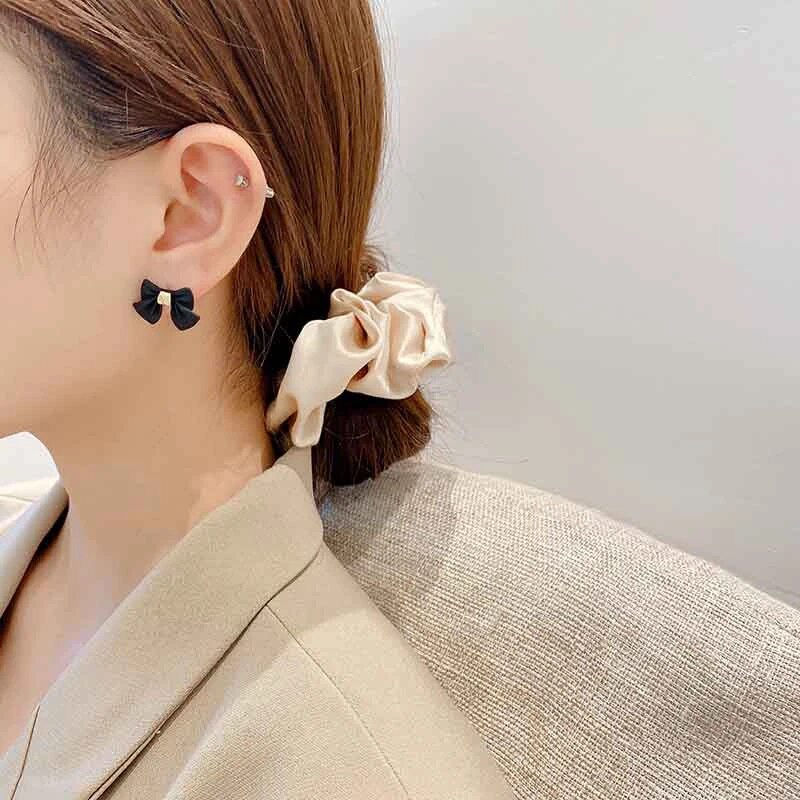 日韩韩国小众设计蝴蝶结耳钉纯银银针甜美可爱耳钉