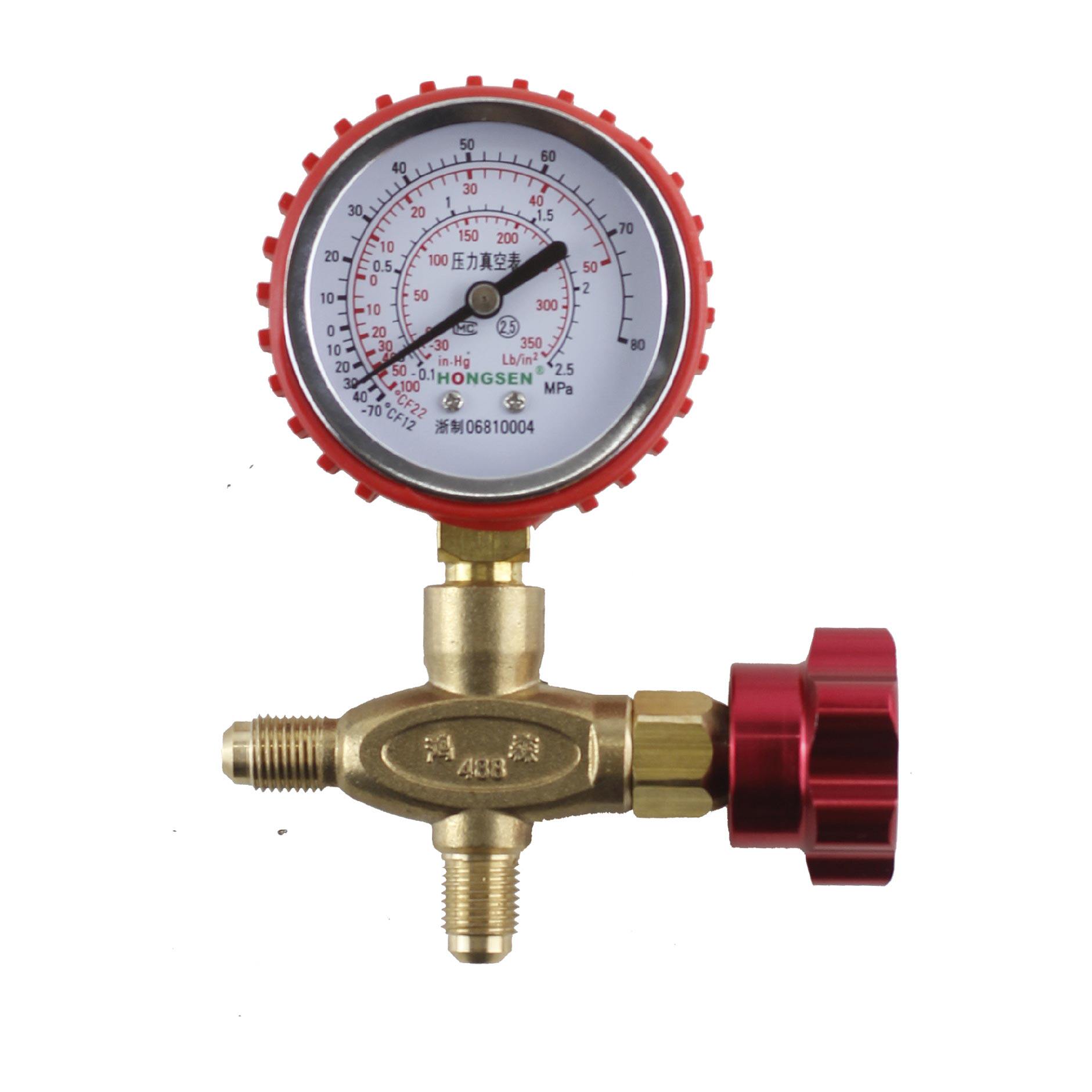 压力表鸿森空调加氟三通充氟表阀冷媒冰箱加液空调配件