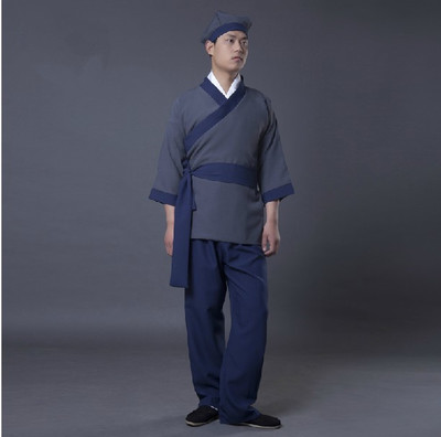 古装汉服古代家丁小二仆人书生杂役演出茶馆酒店工作服装男女表演