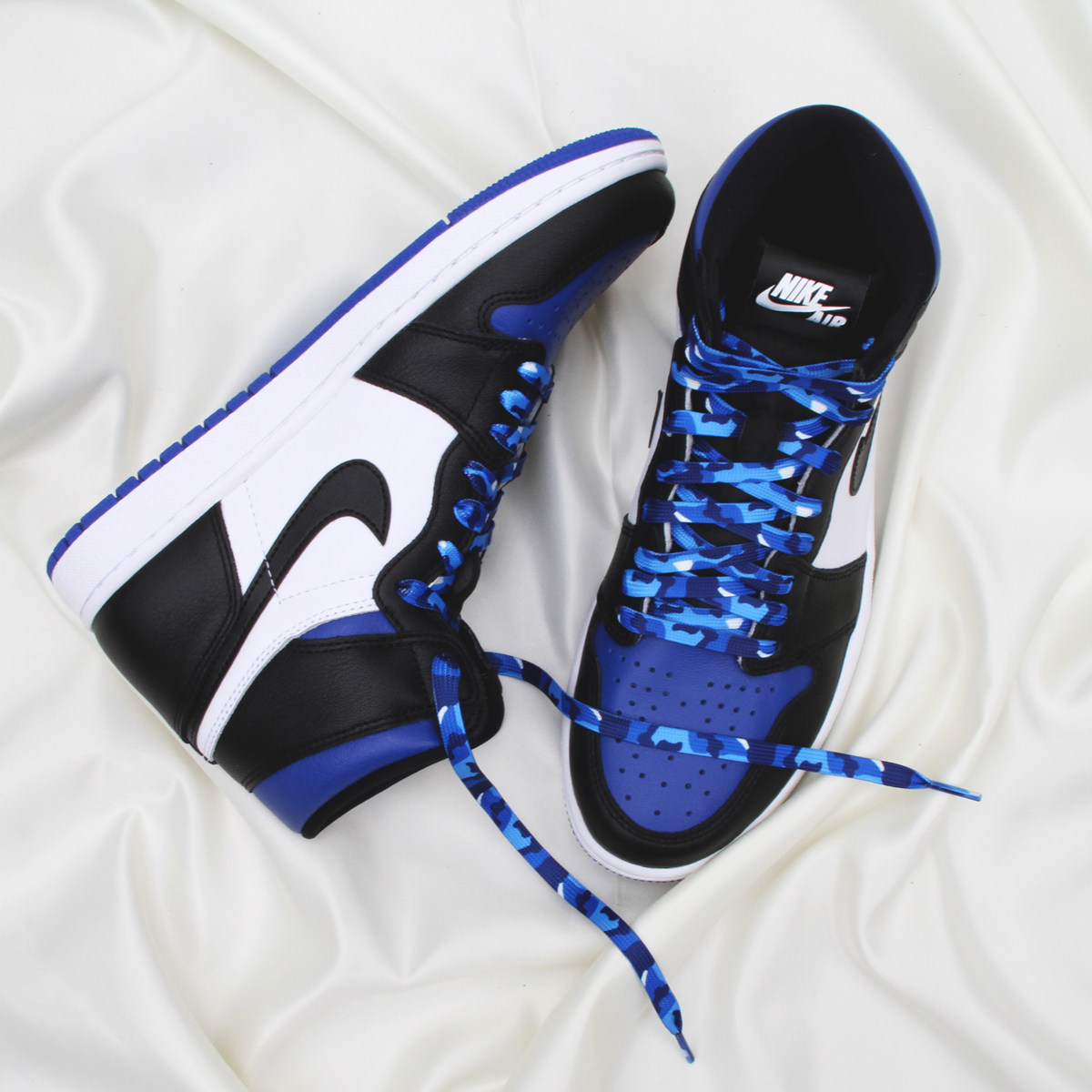 拓修原创适配空军一号af1aj1蓝黑脚趾555088041蓝色迷彩鞋带
