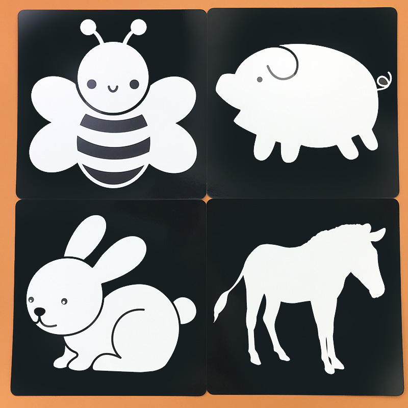 黑白视觉训练新生儿玩具色卡图案闪卡追视照片启蒙认知书