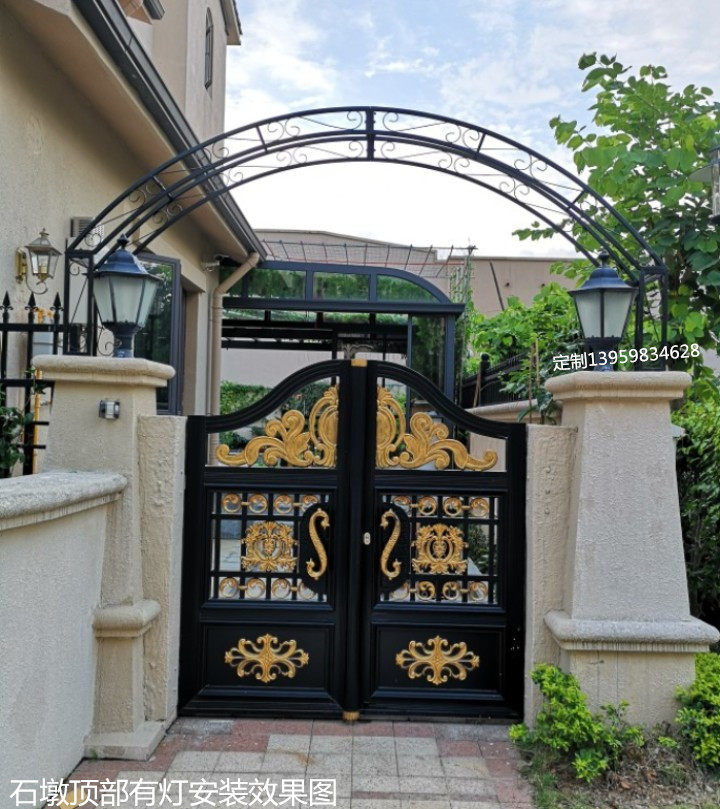 铁艺拱门花架门垛顶部别墅架子庭院门柱半圆鲜花拱门