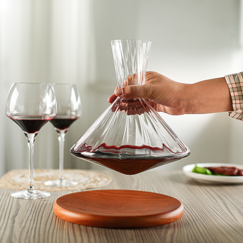 酒器旋转水晶陀螺不倒翁红酒醒酒套装家用高档醒酒器
