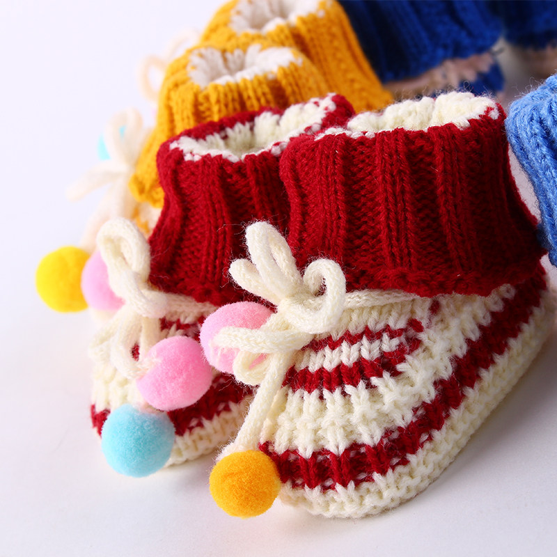 宝宝毛线袜 婴儿袜子春秋可爱萌新生儿保暖袜袜男女潮松口0-6个月