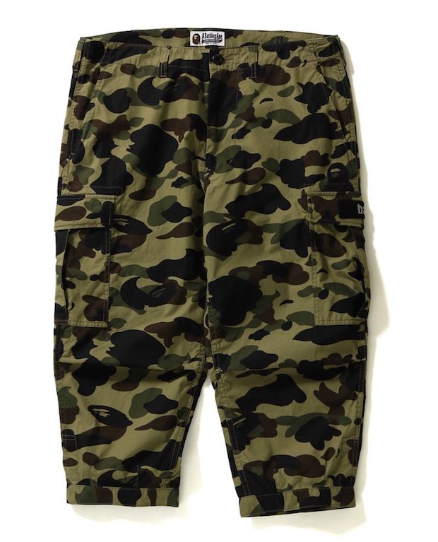 迷彩工装口袋男款七分bape黄绿折扣潮流先生休闲裤