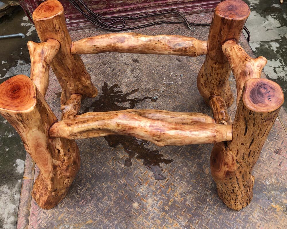 石茶盘大板桌专用荔枝树干实木木架茶台腿整茶道