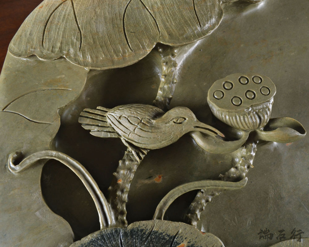 实用原石茶盘佳品荷花雕刻功夫功夫茶茶具自然茶盘