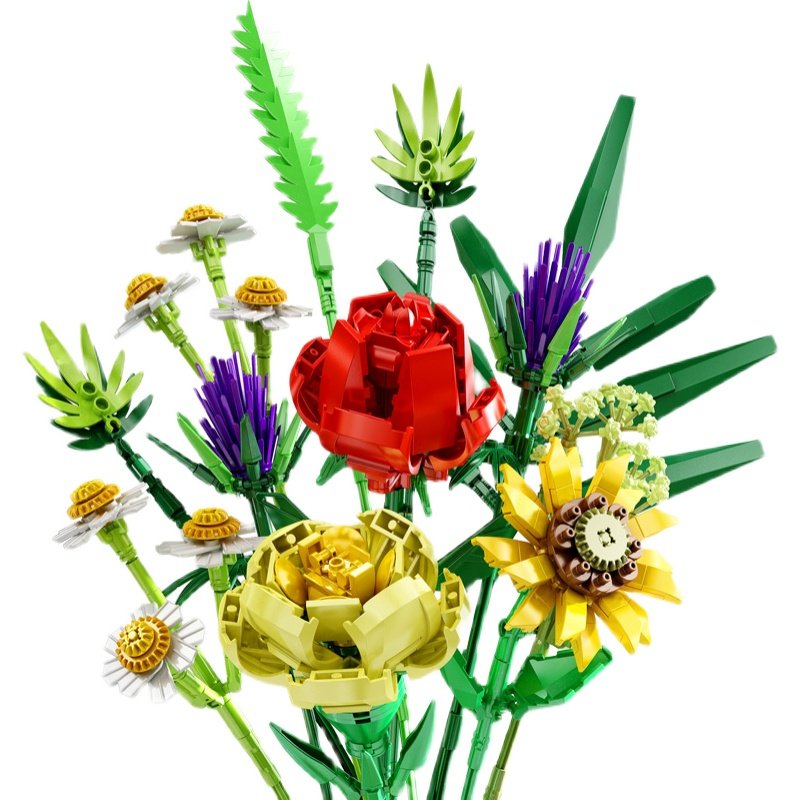 积木乐高花束玫瑰花摆件插花拼图女孩情人节礼物塑料积木