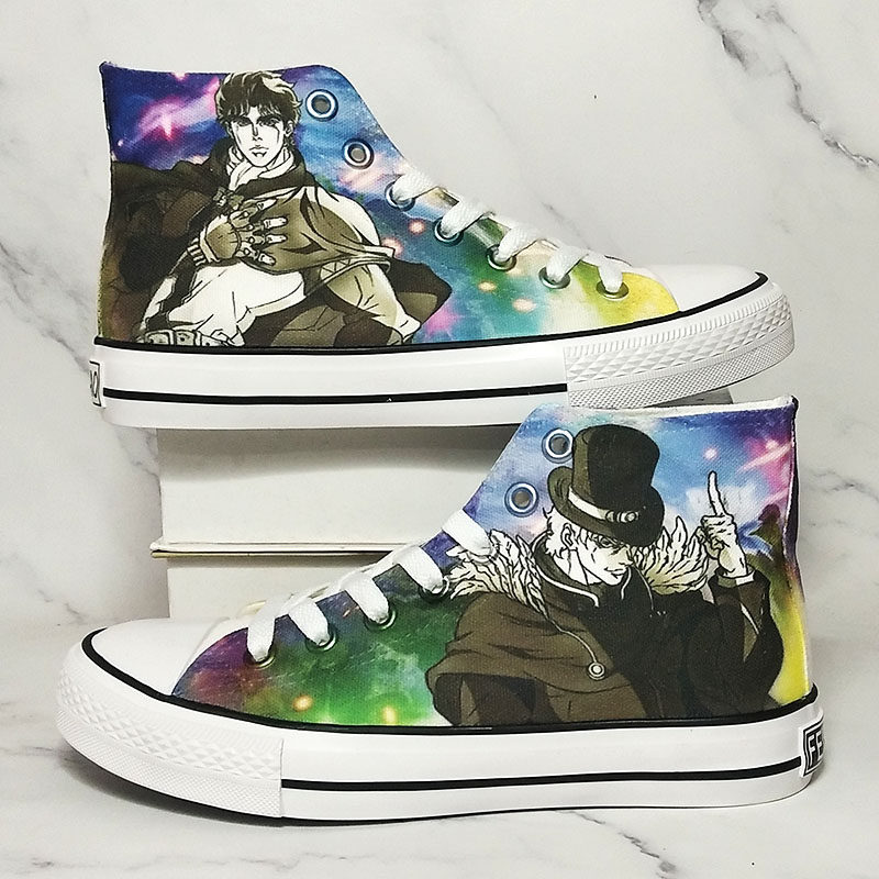 jojo奇妙冒险漫画来图定制周边空条承太郎周边联名高帮帆布鞋秋