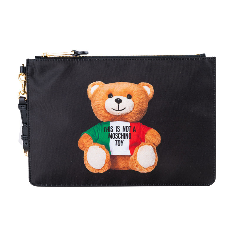 moschino莫斯奇诺休闲泰迪熊拉链手拿包手挽包女春季精选手拿包