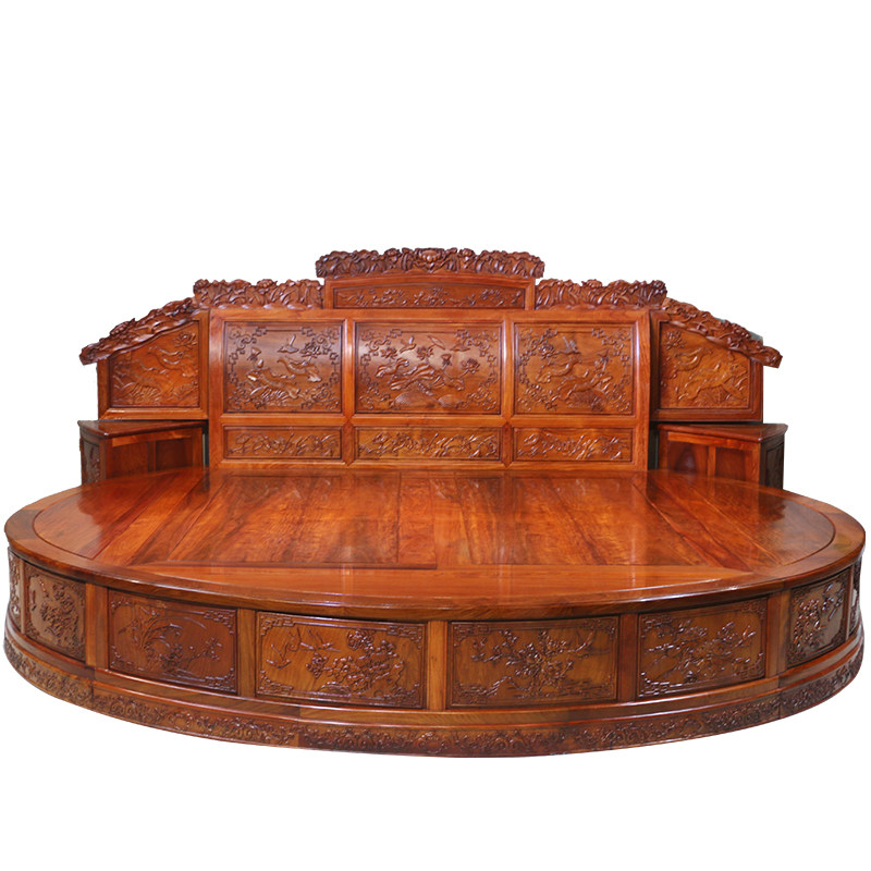 琪韵红木圆床双人床缅甸花梨家具大圆实木床