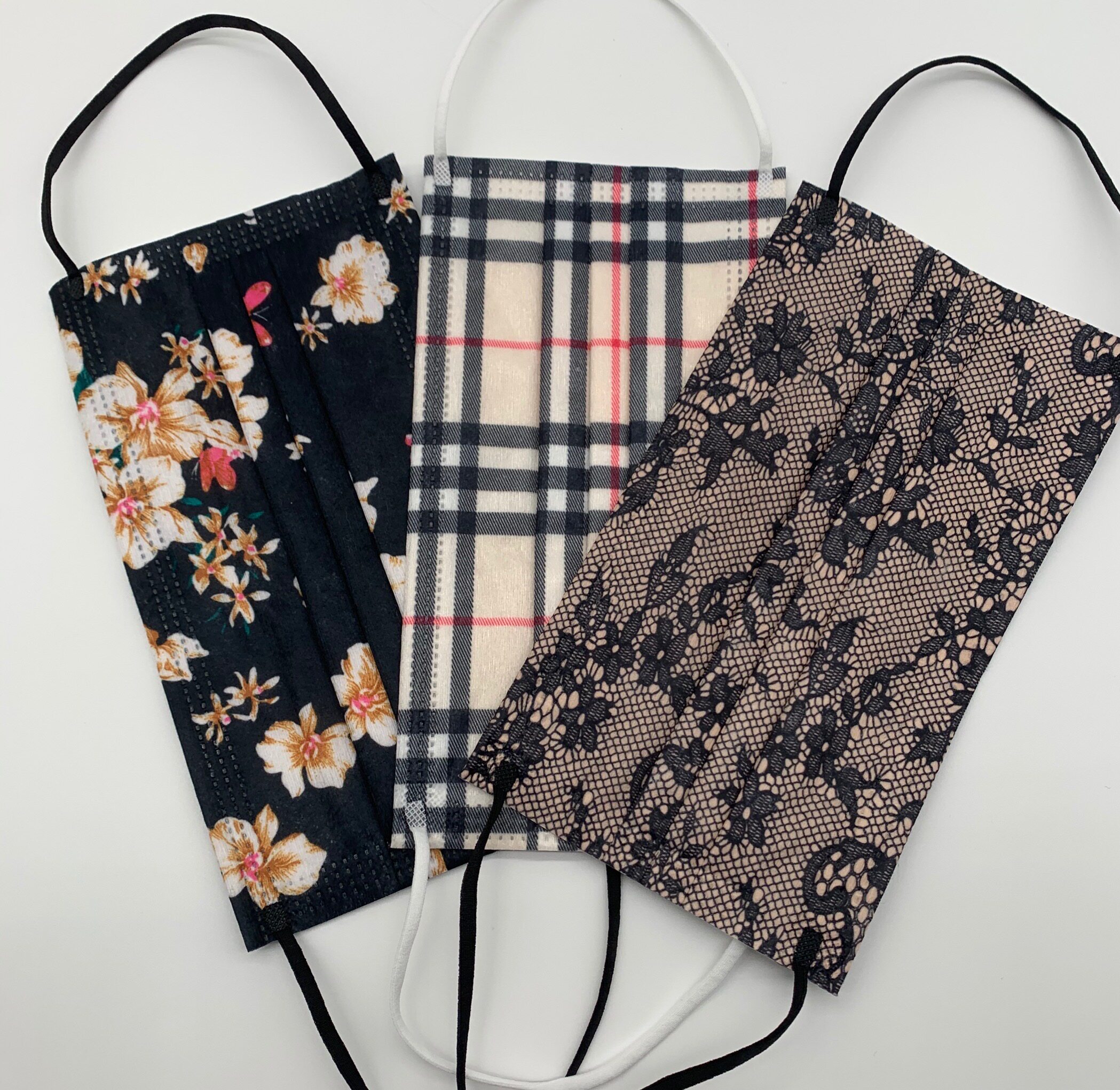 马卡龙彩色印花口罩粉红紫色黄绿独立包装一次性口罩