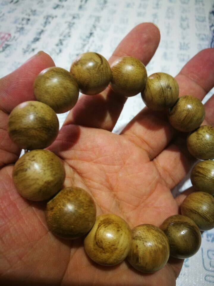 印尼黄油沉香佛珠手链16mm14颗人工工种佛珠手链