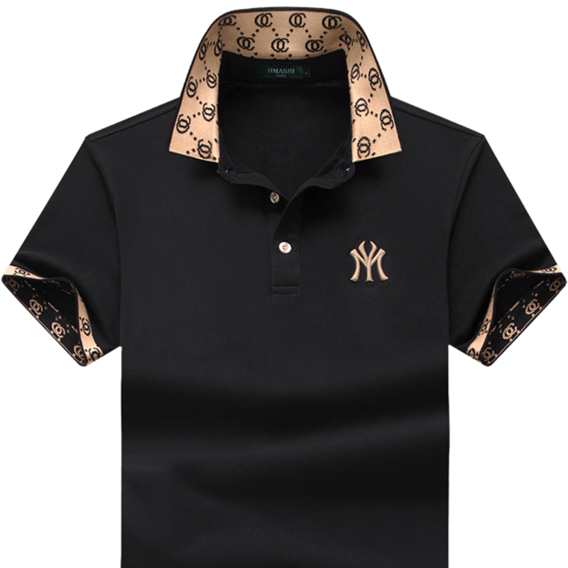 夏季纯棉白色短袖t恤男翻领修身黑色潮牌体恤青年休闲男装Polo衫