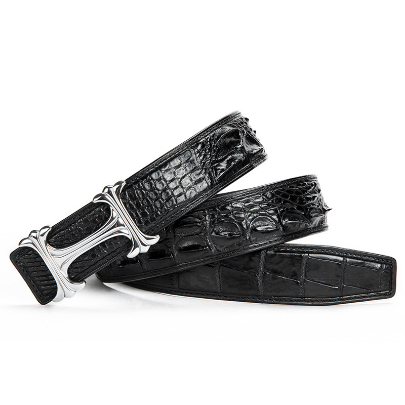 泰国鳄鱼皮皮带男士简约h扣裤带休闲商务高档奢华腰带男真皮正品