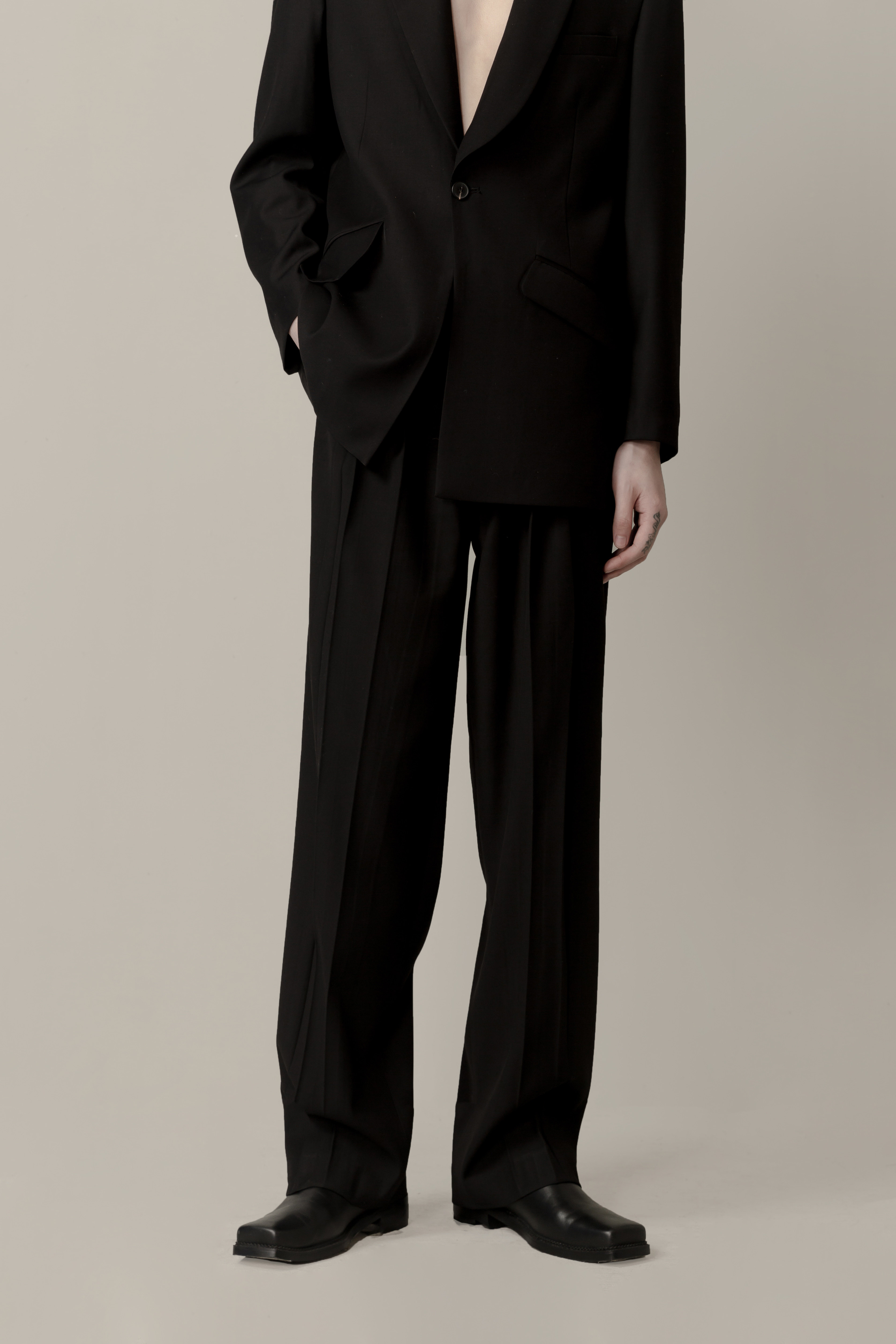 vapourblue黑色直筒阔腿西装男女夏季高腰显瘦垂感西裤