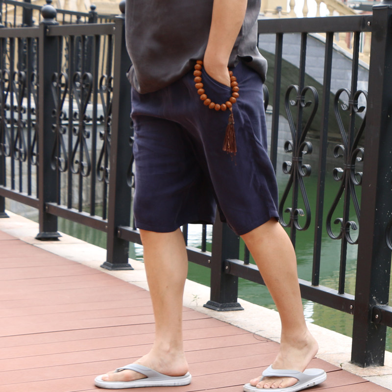 男士真丝短裤夏季5分休闲休闲裤裤子重磅冰丝休闲裤