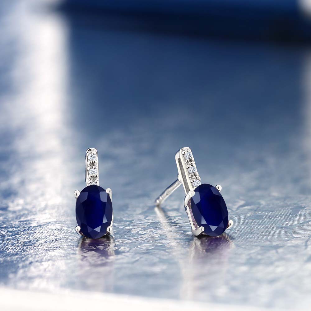 钻石gsk蓝宝石耳环女夏14k金镶彩色宝石耳饰耳钉