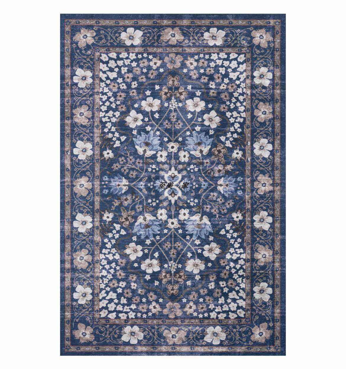 水洗出口美国设计师印花复古美式北欧现代可爱外贸地毯