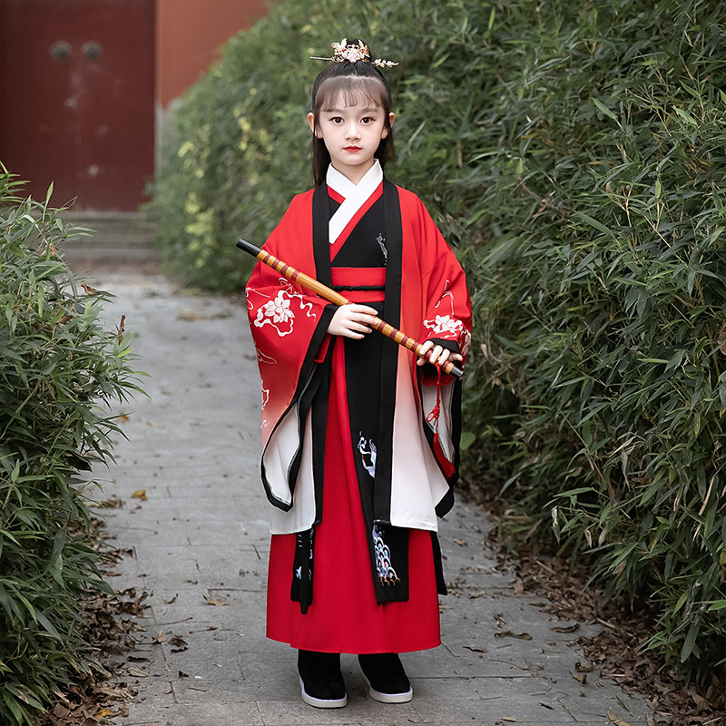 女童古装演出服古风春秋侠女小女孩儿童古代霸气唐装