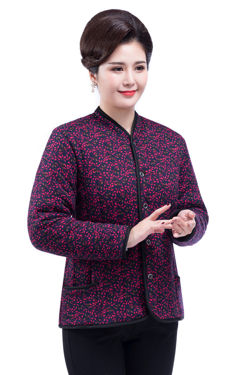 冬中老年女棉袄驼绒棉衣加绒加厚弹力贴身宽松内穿居家妈妈装外套