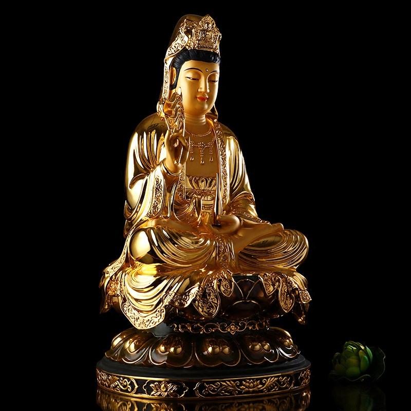 观音台湾鎏金厘米佛像纯铜金身菩萨供奉家用摆件