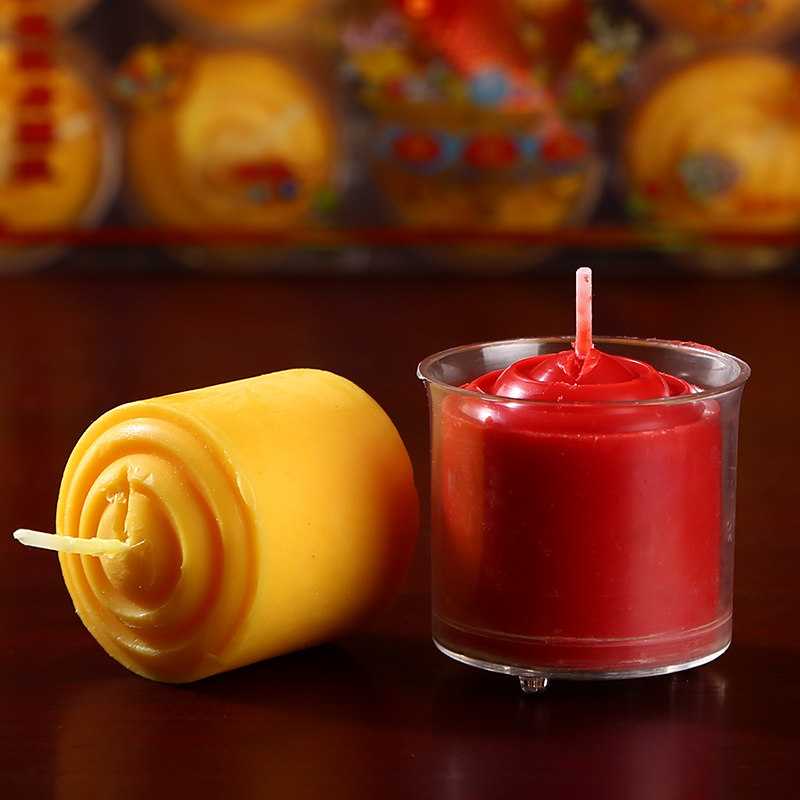 8小时小旺烛供佛酥油蜡烛 佛前莲花蜡烛灯 家用无烟香薰蜡烛红色