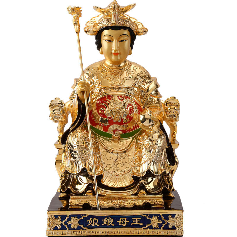 台湾鎏金纯铜王母娘娘神像家用供奉道教西王母摆件