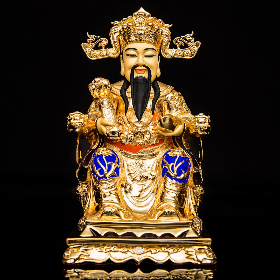 台湾盛凡鎏金财神爷佛像纯铜文禄财神像供奉客厅摆件