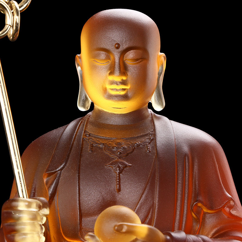 古法琉璃地藏王菩佛像九华山地藏王菩萨站像居家供奉琉璃佛像摆件