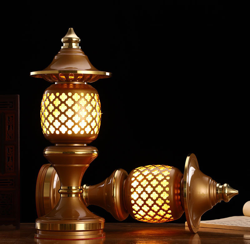 纯铜供灯道家神社供奉财神神灯家用仙堂长明灯荷花灯