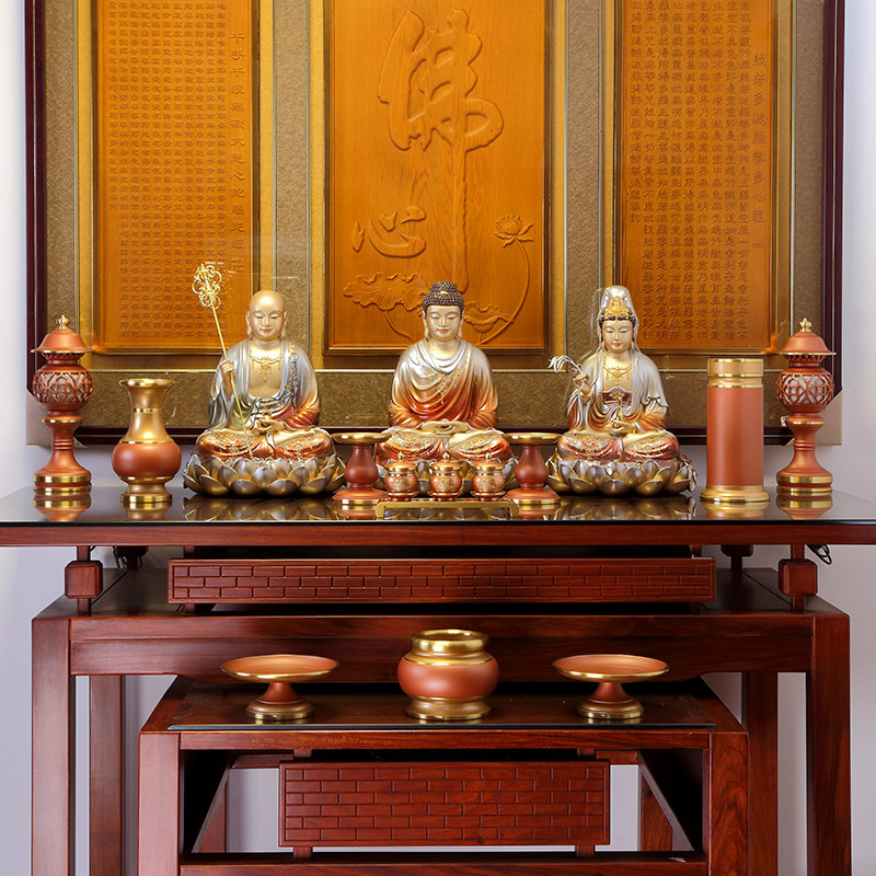 观音坐莲佛像家供奉客厅保平平安工艺品摆件纯铜摆件