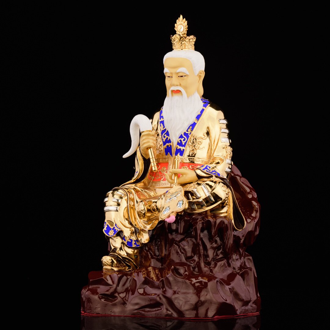 台湾盛凡鎏金太上老君神像供奉三清道教始祖摆件