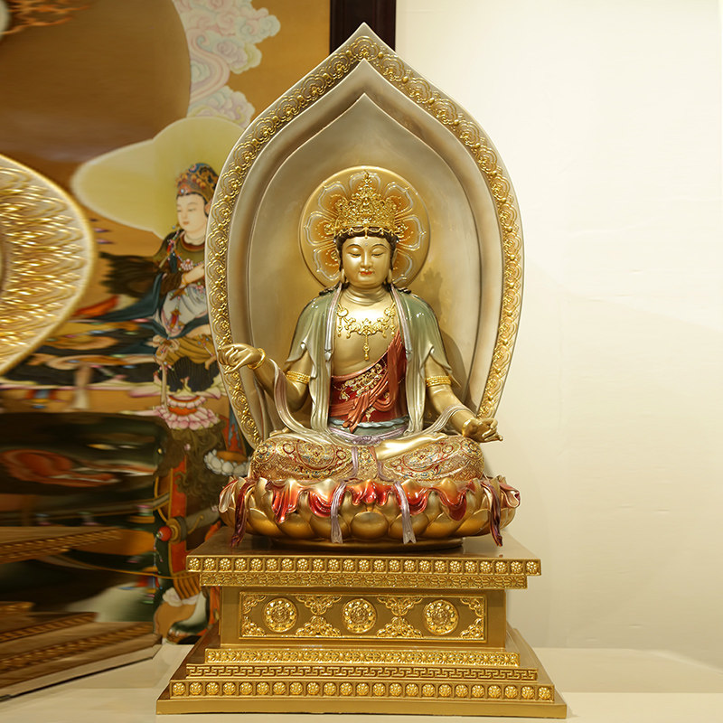 台湾进口佛像寺院供奉金刚西方三圣铜雕雕像摆件