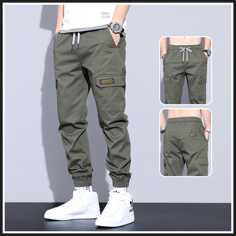 2022年春秋新款男士工装裤百搭潮流宽松束脚休闲裤子男春季哈伦裤