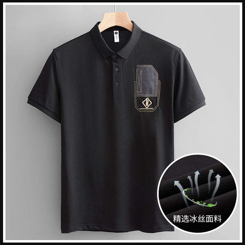 2022夏季冰丝POLO衫男短袖高端翻领薄款T恤绅士百搭休闲商务上衣