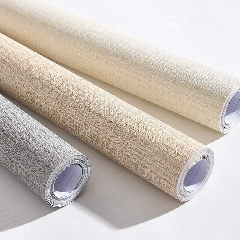 加厚自粘墙纸素色布纹防水自贴壁纸酒店客厅墙贴