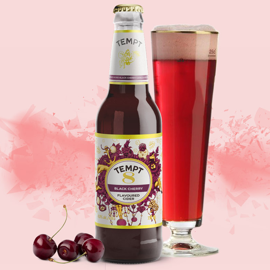 单瓶丹麦原装进口tempt西打果酒诱惑8号车厘子露酒啤酒