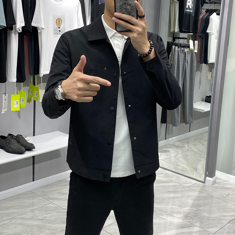 夹克男2021春秋季新款翻领韩版潮流青年帅气修身休闲薄款潮牌外套