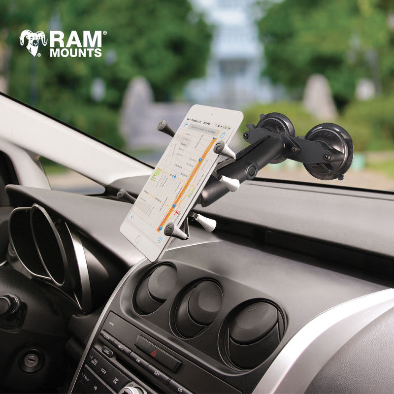 美国ram车载平板支架汽车用双吸盘通用型支架7到8英寸平板通用