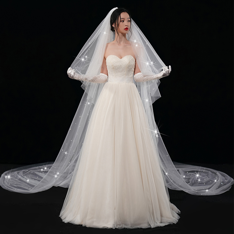 纱头新娘主婚头饰超仙森系网红拍照道具长款头纱