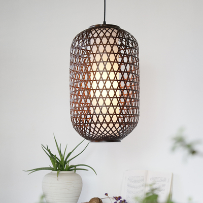 中式竹编餐馆吊灯餐厅小吊灯走廊茶室火锅店饭店复古灯笼民宿灯具