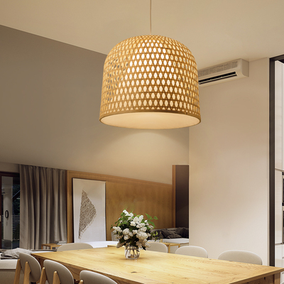 竹灯中式竹编田园餐厅民宿日式榻榻米茶室书房复古灯具客厅吊灯